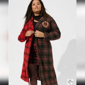 Torrid x Betsey Johnson  Car Coat Embroidered Crest Academia Whimsy